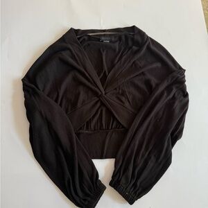 Sanctuary Black Twist Front Cropped Top | Size M